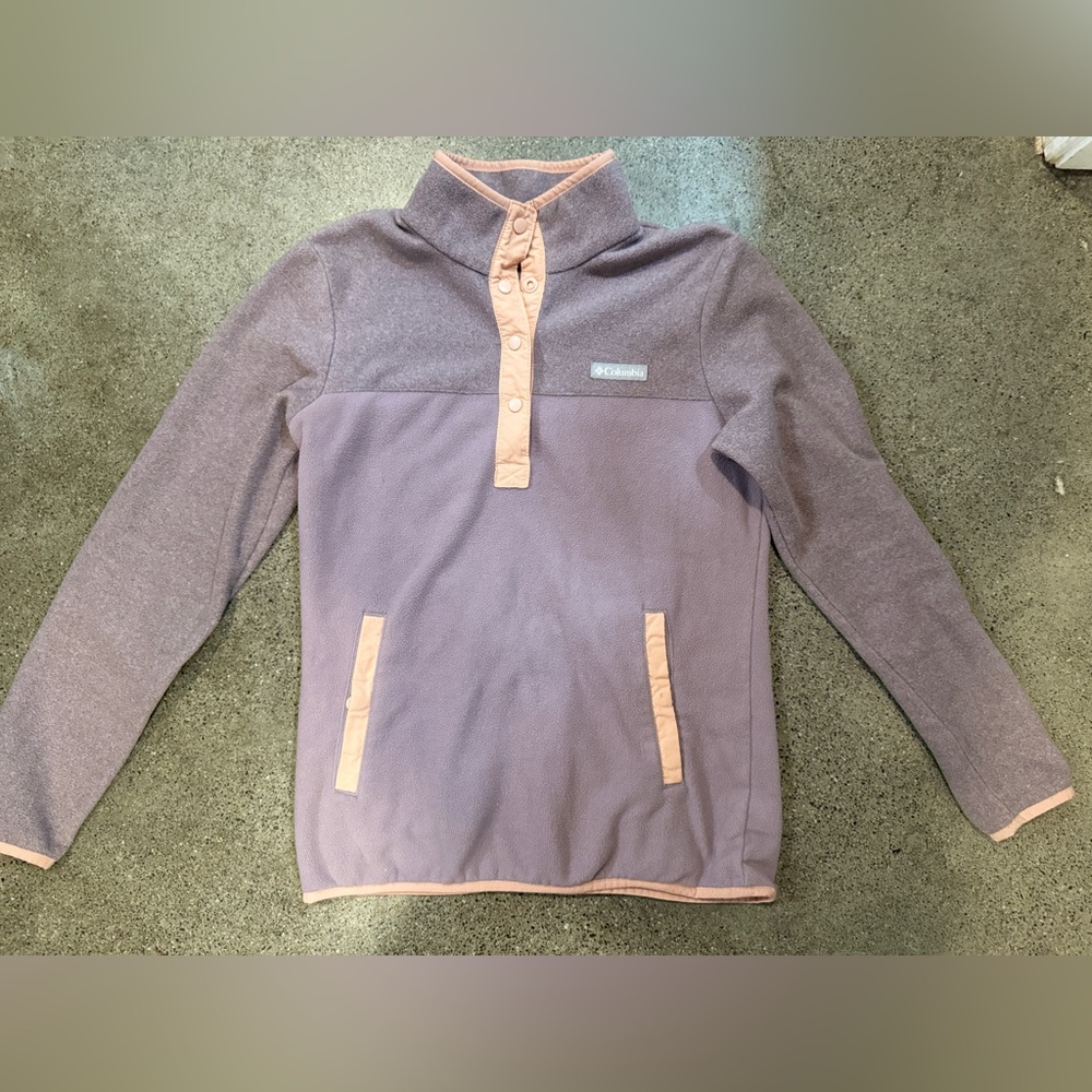 Columbia Purple and Pink Fleece Sweatshirt with Mock Neck Juniors/ Petite Small